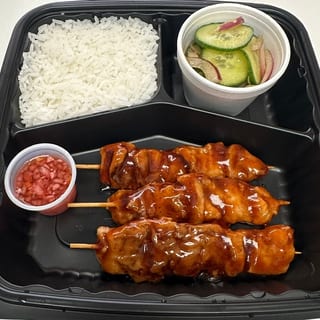 Combo 5: Chicken BBQ Stick with Steam Rice and Cucumber Salad