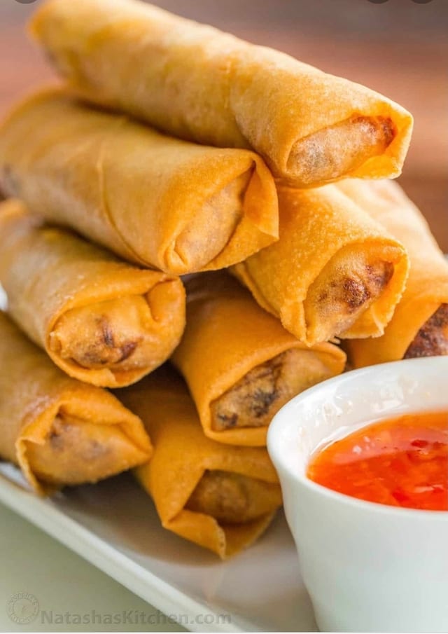 1 Dozen Pork Veggies Egg Rolls (Free One Pork BBQ Stick).