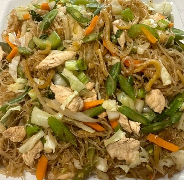 1/2 Tray Pancit Canton with Chicken and Veggies.