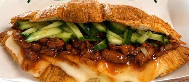Pork BBQ Croissant Sandwich.