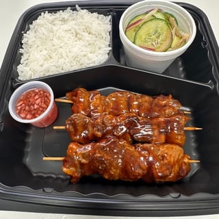 Combo 1: Pork BBQ Stick with Steam Rice and Cucumber Salad
